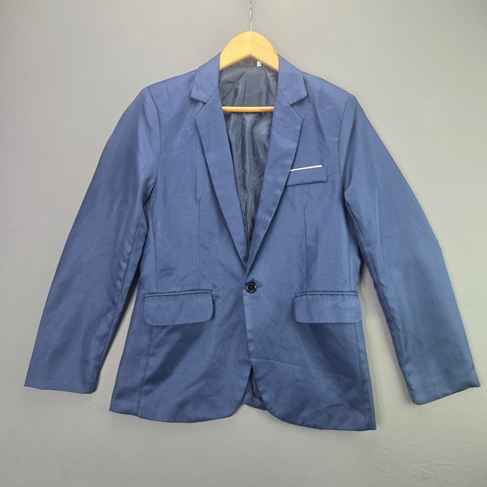 Unbranded Blazer Sport Coat Suit Jacket L Navy Blue Slim Fit Single Button SEO